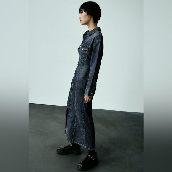 ZARA TRF DENIM DRESS - Picture 9 of 12